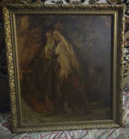 Предложение: Картина старинная 1885 год Масло Дерево 
