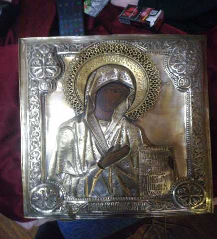 Продам: Икона Божьй матери со свитком в окладе