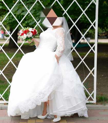 Продам: Свадебное платье бу А-силует айвори