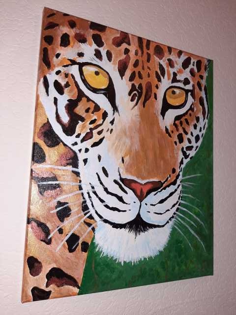 Продам: Картина акрил кошка леопард