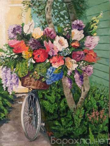 Продам: Картина «Велосипед с корзиной цветов"