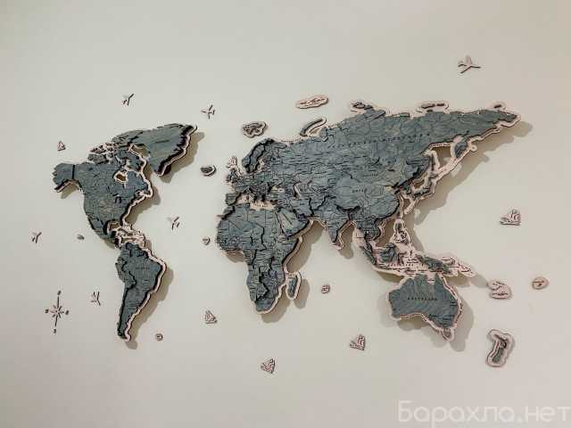 Продам: Карта мира из дерева