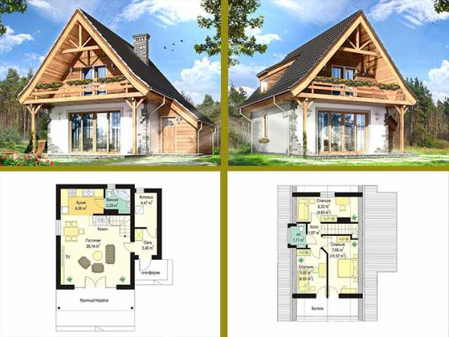 Предложение: Каркасный дом 8х8 с мансардой и балконом