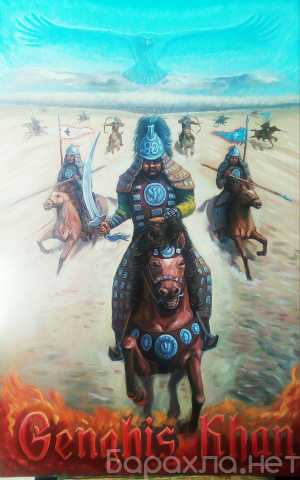 Продам: Картина воин Чингисхан с одним мечом