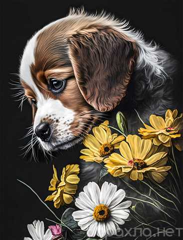 Продам: Алмазная мозаика «Собака и цветы»