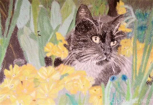 Продам: Картина котик в цветах