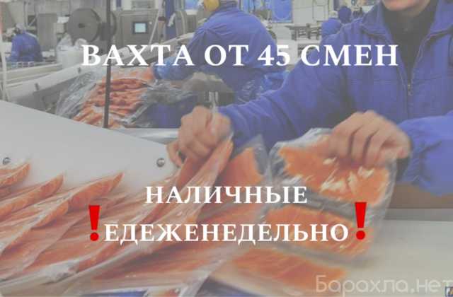 Требуется: Упаковщик вахта от 45 смен