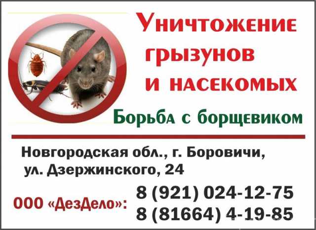 Предложение: Уничтожение вредных насекомых и грызунов