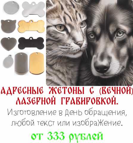 Предложение: Адресные жетоны для кошек и собак с лазе