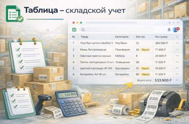 Предложение: Таблица - складской учет