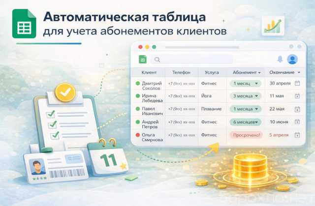 Предложение: Авто табл для учета абонементов клиентов